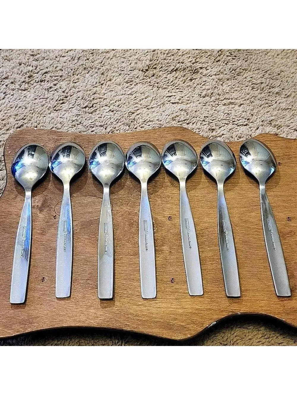 Vintage Cambridge Kiona stainless steel soup spoons Set of 7 - Picture 7 of 8